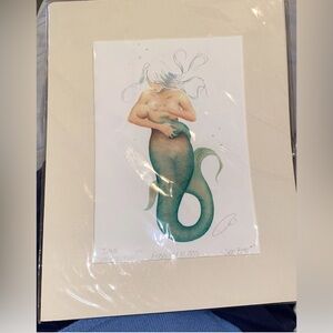 Signed Matted Print SEA MAIDEN  #36 & SEA BABY #17 February 15, 1835 Mermaid Art